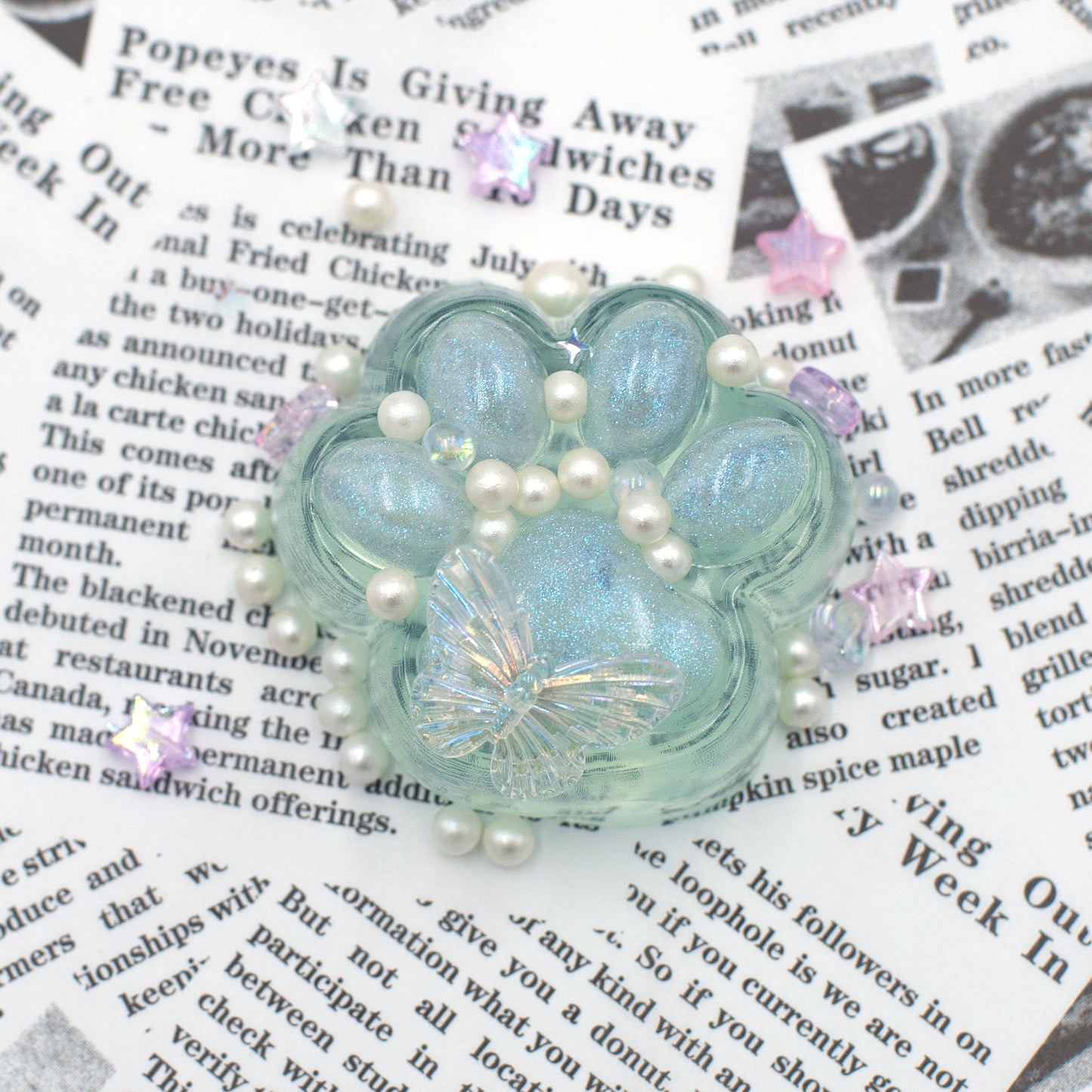 Taba Squishy - Clear Glitter Paw
