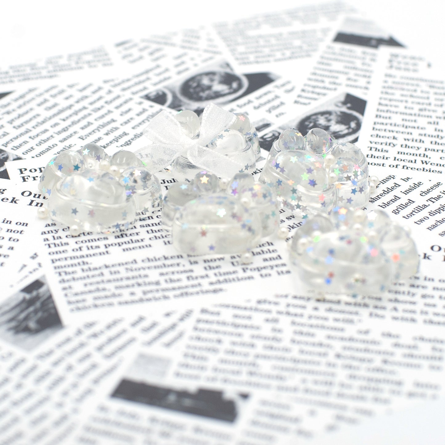 Taba Squishy - Clear Glitter Paw (5 MINI)