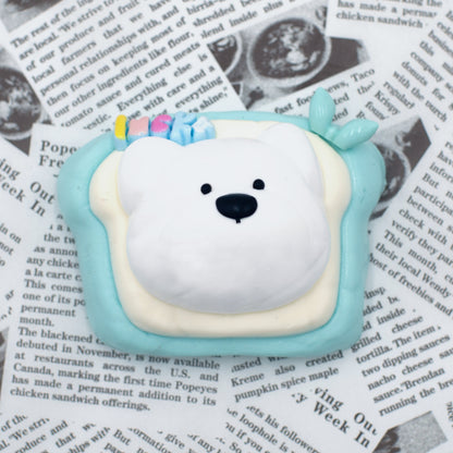 Taba Squishy - Bear Teal Toast | Mess-Free Sensory Toy for Kids | Sweet Sunday
