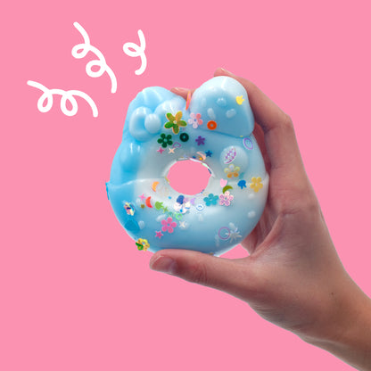 Taba Squishy -Blue Kitty Charm Donut