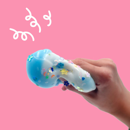 Taba Squishy -Blue Kitty Charm Donut