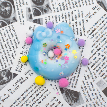 Taba Squishy -Blue Kitty Charm Donut