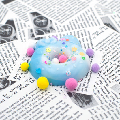 Taba Squishy -Blue Kitty Charm Donut